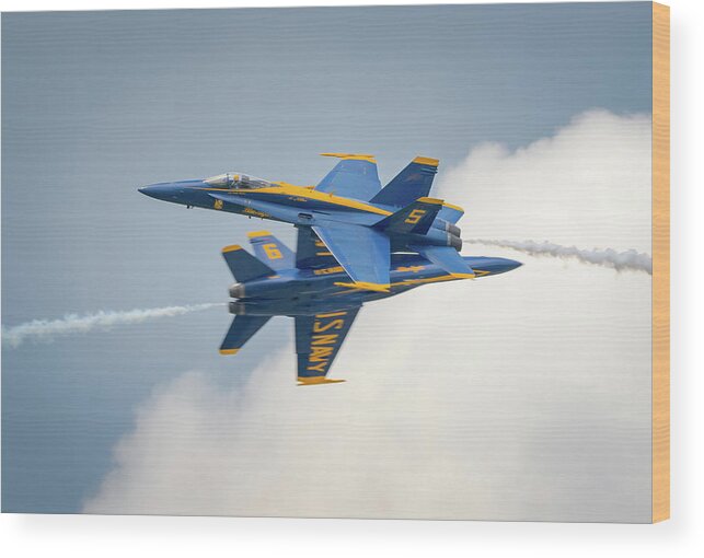 2017 New York Airshow Wood Print featuring the photograph The Blue Angels Close Pass by Brian Caldwell