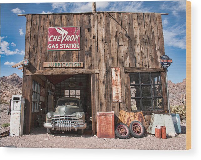 Nelson Wood Print featuring the photograph The Chevron Station by Kristia Adams
