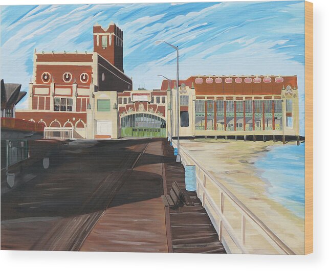 Asbury Art Wood Print featuring the painting The Convention Hall Asbury Park by Patricia Arroyo