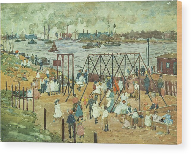 Maurice Prendergast Wood Print featuring the photograph The East River by Maurice Prendergast
