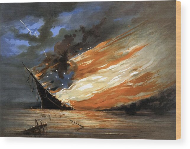 Civil War Wood Print featuring the painting The Fate Of The Rebel Flag by War Is Hell Store