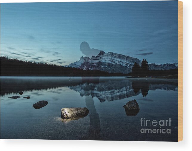 Two Jack Lake Wood Print featuring the photograph The Ghost of Two Jack Lake by Ed McDermott