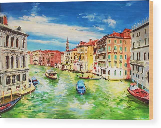 Venice Wood Print featuring the painting The Grand Canal Venice by Conor McGuire