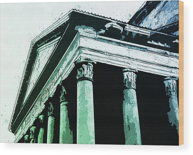 Rome Wood Print featuring the painting The Roman Pantheon - 03 by AM FineArtPrints