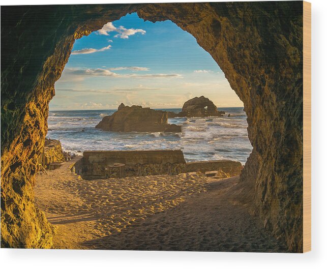 San Wood Print featuring the photograph The sea and the cave by Asif Islam