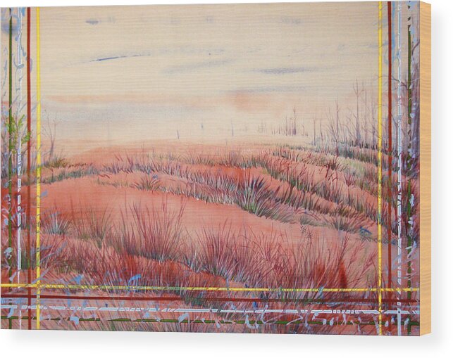 Landscape Wood Print featuring the painting The Space Between Heaven and Earth is Like a Bellows by Tom Hefko