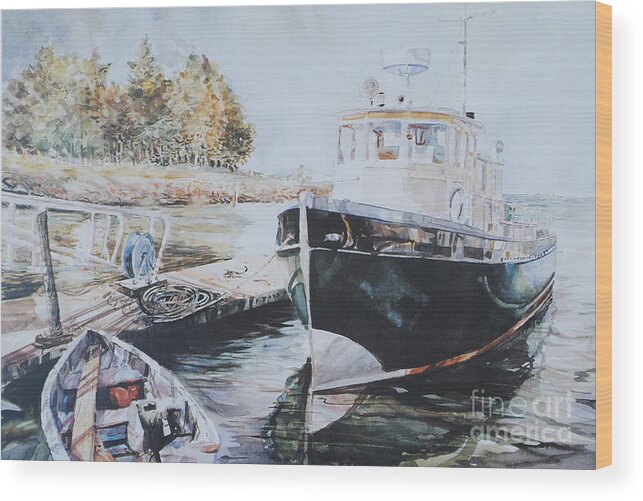 Boats Wood Print featuring the painting The Trawler Crosby by P Anthony Visco