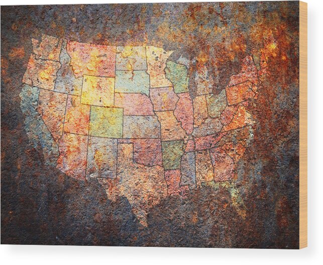 Usa Wood Print featuring the digital art The United States by Michael Tompsett