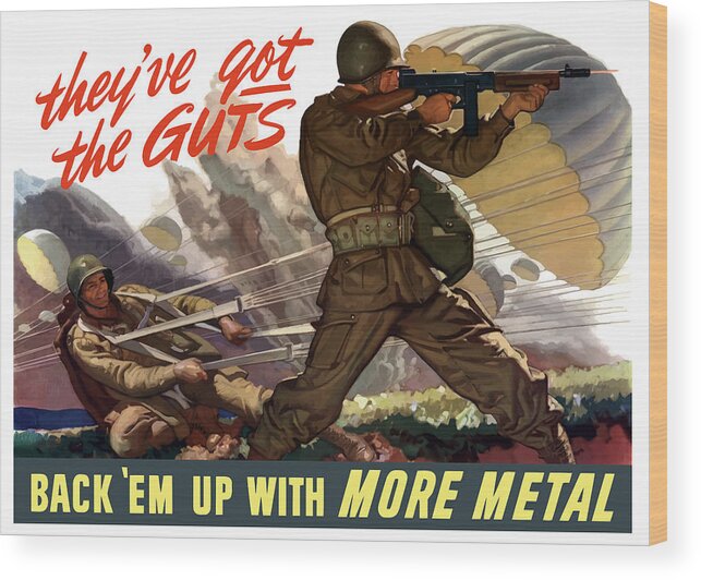 Airborne Wood Print featuring the painting They've Got The Guts by War Is Hell Store