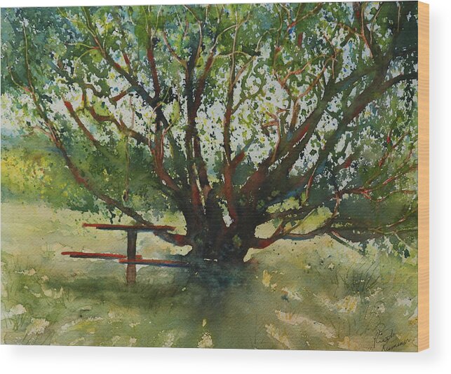 Shade Wood Print featuring the painting This Looks Like a Good Spot by Ruth Kamenev