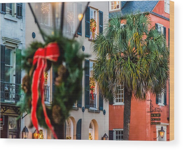 Charleston Wood Print featuring the photograph Tis the Season - Charleston SC by Donnie Whitaker