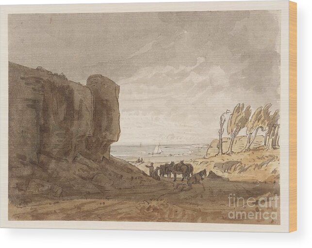 George Barret Junior 1767�1842 Title Coast Scene Wood Print featuring the painting Title Coast Scene by MotionAge Designs