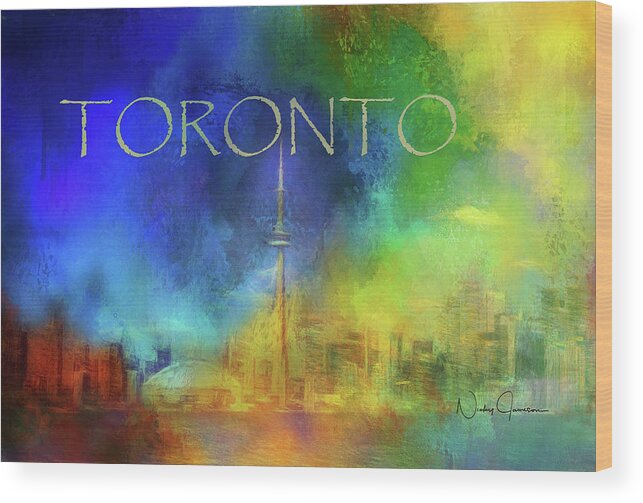 Toronto Wood Print featuring the digital art Toronto - Cityscape by Nicky Jameson