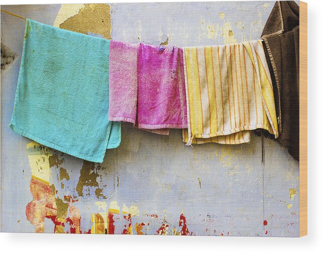 Minimal Wood Print featuring the photograph Towels Galore by Prakash Ghai