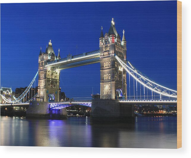 Tower Bridge Wood Print featuring the photograph Tower Bridge at night by Jasna Buncic