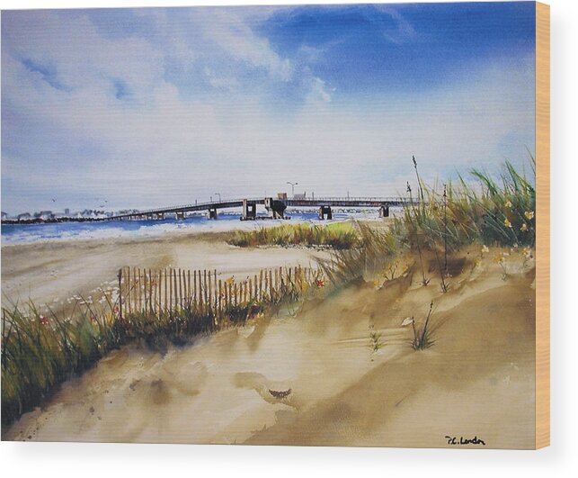 Beach Wood Print featuring the painting Townsends Inlet by Phyllis London