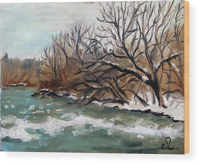 Landscape Wood Print featuring the painting Twelve Mile Creek by Sarah Lynch