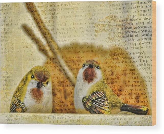 Birds Wood Print featuring the photograph Two Little Birds by Jan Amiss Photography