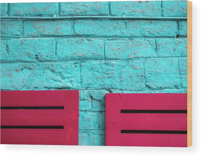 Minimalism Wood Print featuring the photograph Two Pink Chairs by Prakash Ghai