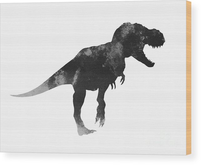 T Rex Wood Print featuring the painting Tyrannosaurus figurine watercolor painting by Joanna Szmerdt