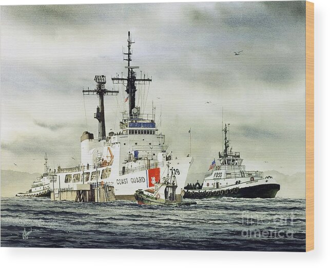 Uscg Boutwell Wood Print featuring the painting United States Coast Guard BOUTWELL by James Williamson
