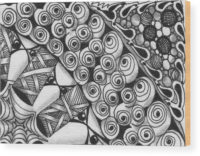 Zentangle Wood Print featuring the drawing Untitled by Jan Steinle