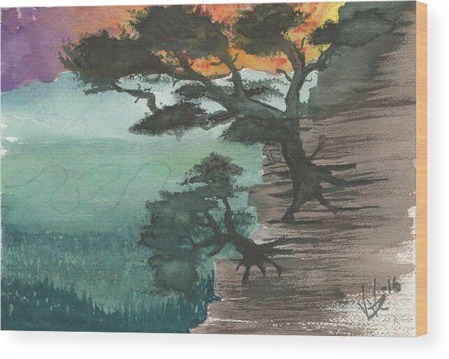 Landscape Wood Print featuring the painting Up Eagles Reach by Victor Vosen