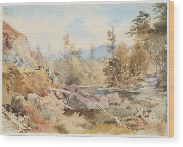 Upper Hutt Valley Wood Print featuring the painting Upper Hutt Valley, 1868, by Nicholas Chevalier by Celestial Images
