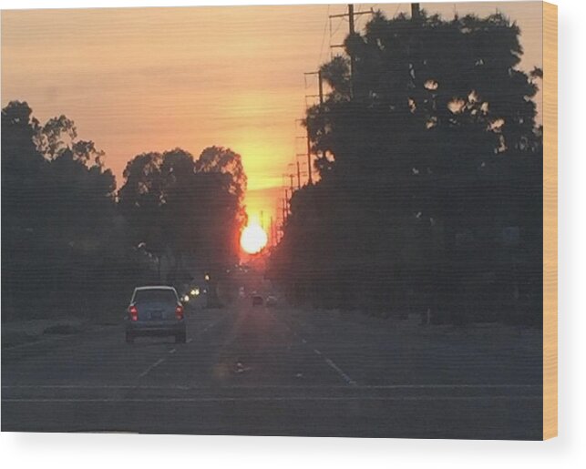 Sunset Wood Print featuring the mixed media Urban sunset by Lauren Serene
