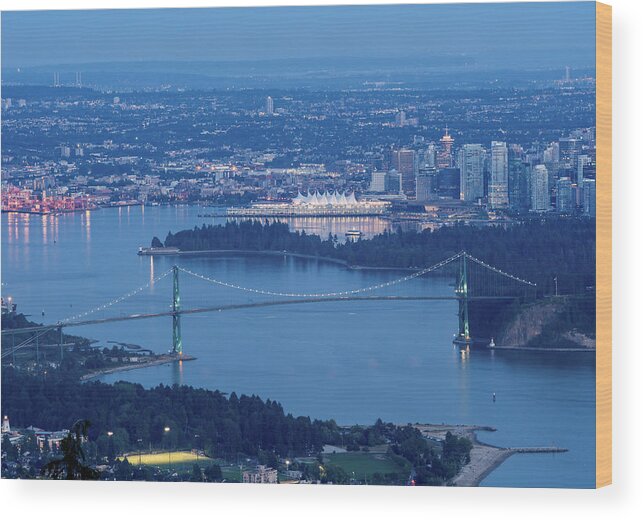 Lions Gate Bridge Wood Print featuring the photograph Vancouver Harbour Late Afternoon by Gary Karlsen