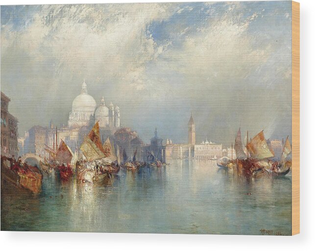 Thomas Moran Wood Print featuring the painting Venetian Scene by Thomas Moran