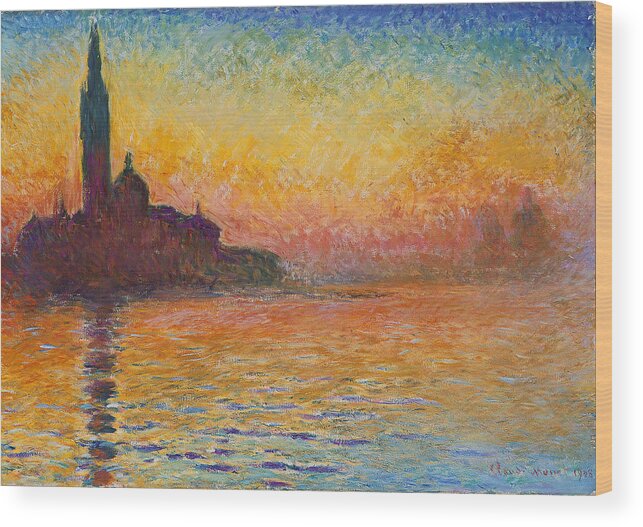 Claude Monet Wood Print featuring the painting Venice by Twilight by Claude Monet