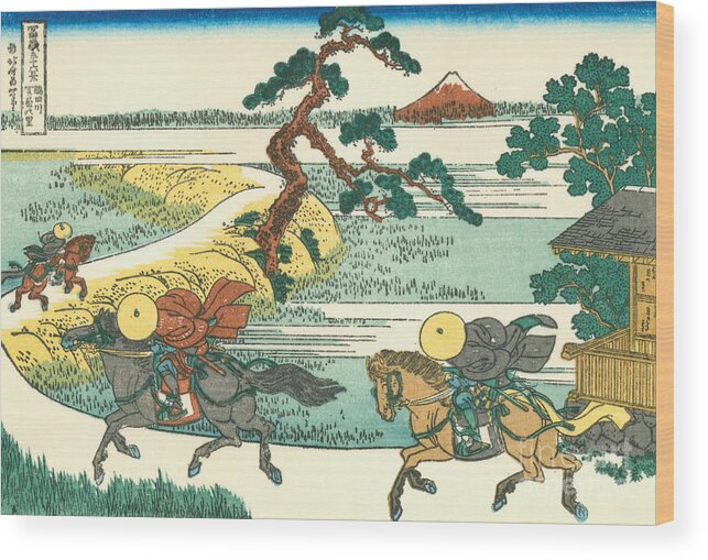Hokusai Wood Print featuring the painting Village of Sekiya at Sumida river by Hokusai
