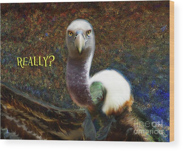 Note Card Wood Print featuring the digital art Vulture Note Card by Lisa Redfern