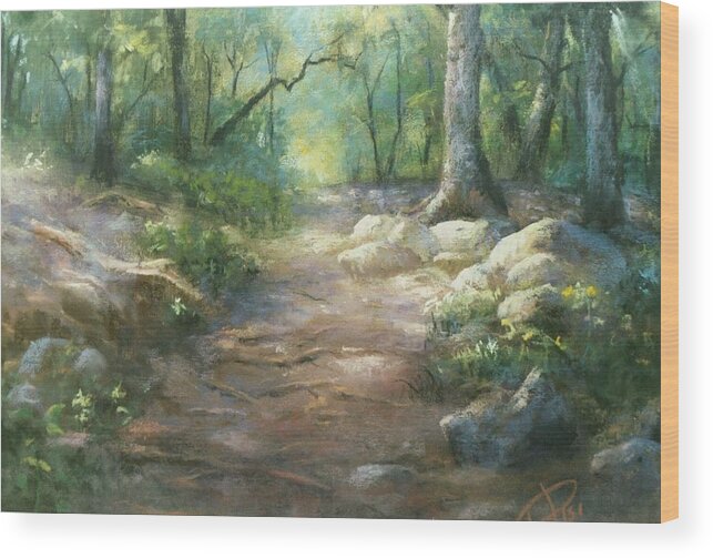 Landscape Wood Print featuring the pastel Warwick Woods by Bill Puglisi