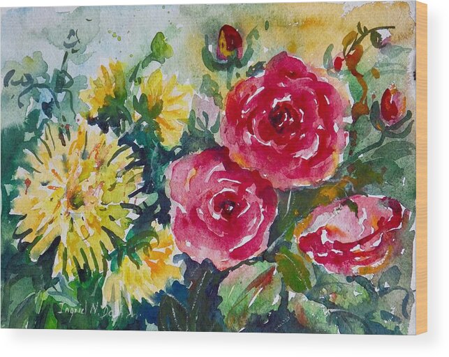 Flowers Wood Print featuring the painting Watercolor Series No. 212 by Ingrid Dohm