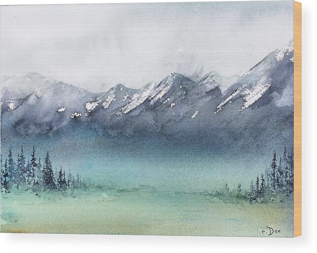 Alaska Wood Print featuring the painting Watercolor Sketch 4 by Carolyn Doe