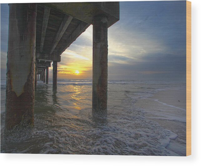 Silhouette Wood Print featuring the photograph Where the Sand meets the Surf by Robert Och