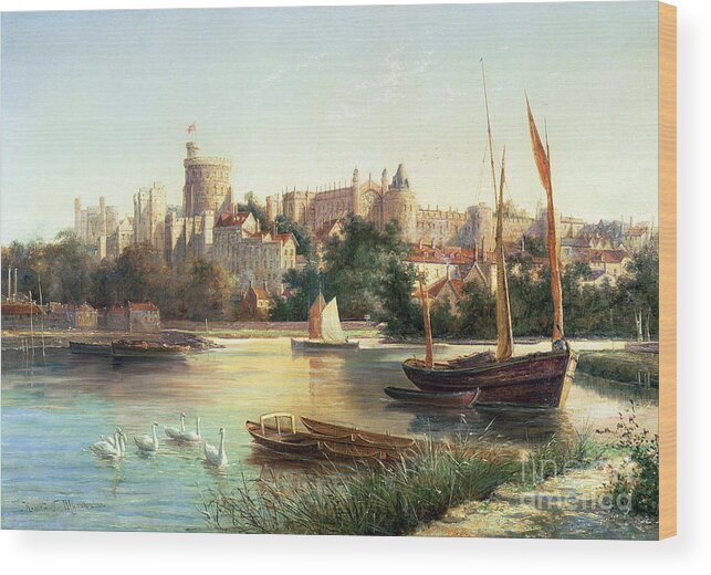 Windsor Wood Print featuring the painting Windsor from the Thames by Robert W Marshall by Robert W Marshall