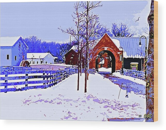Winer Wood Print featuring the painting Winter in the village by CHAZ Daugherty