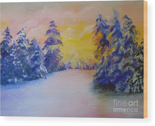 Winter Wood Print featuring the painting Winter by Saundra Johnson
