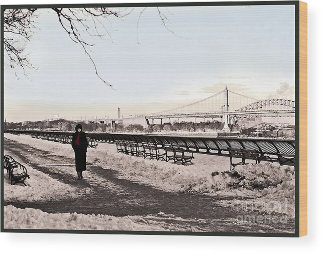 Snow Wood Print featuring the photograph Woman In The Snow by Madeline Ellis