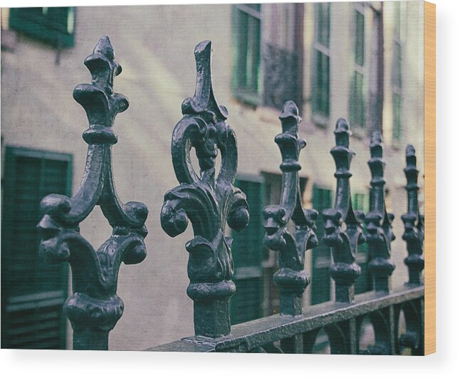 Fence Wood Print featuring the photograph Wrought Iron Fence by Kim Hojnacki
