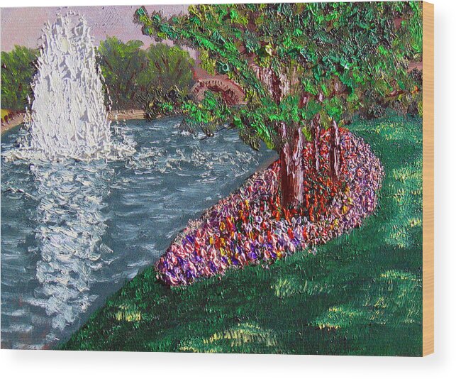 Fountain Wood Print featuring the painting WRSP August by Stan Hamilton