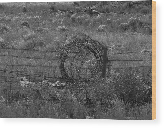 Barbed Wire Wood Print featuring the photograph Wyoming by Cheryl Day