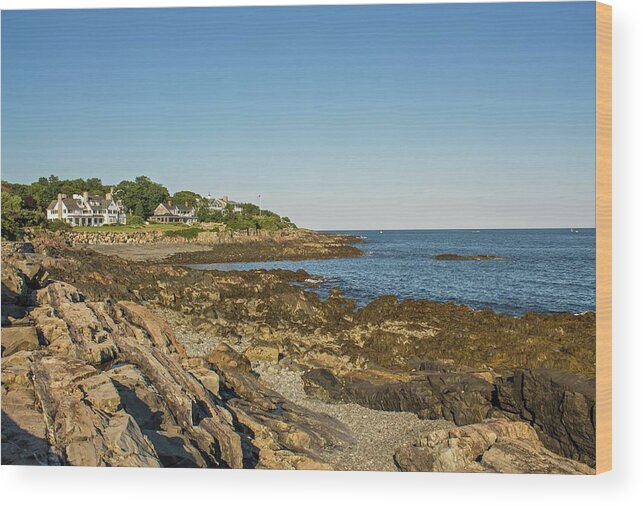 York Harbor Maine Wood Print featuring the photograph York Harbor Maine Cliff Walk 2 by Michael Saunders