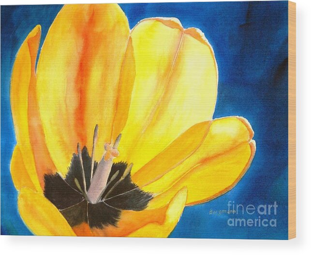 Tulip Wood Print featuring the painting You Are My Sunshine by Petra Burgmann