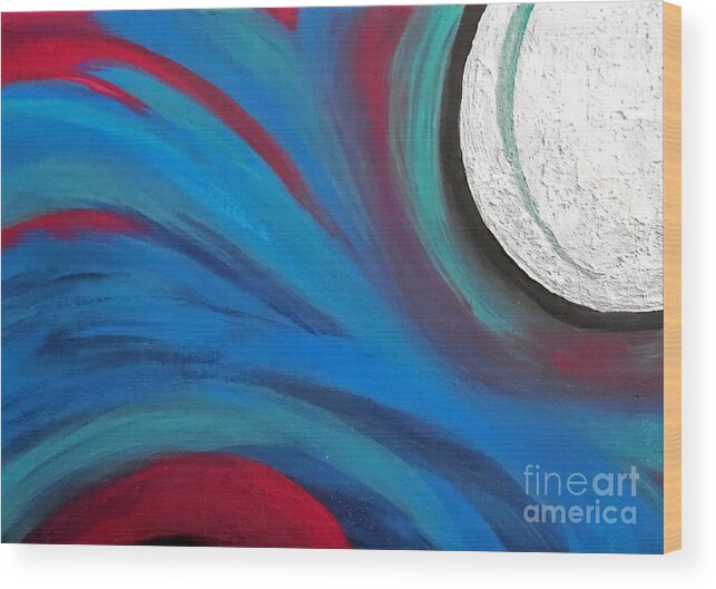 Full Moon Sky Wood Print featuring the painting Zealous Glow by Jilian Cramb - AMothersFineArt