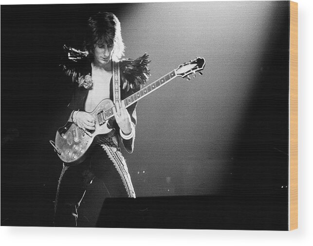 Guitarist Wood Print featuring the photograph Faces Live At Lewisham Odeon #1 by Erica Echenberg