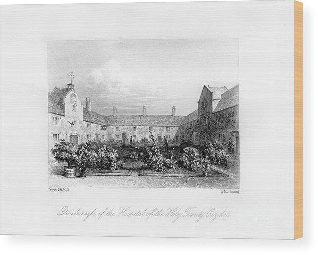 Engraving Wood Print featuring the drawing Hospital Of The Holy Trinity, Croydon #1 by Print Collector